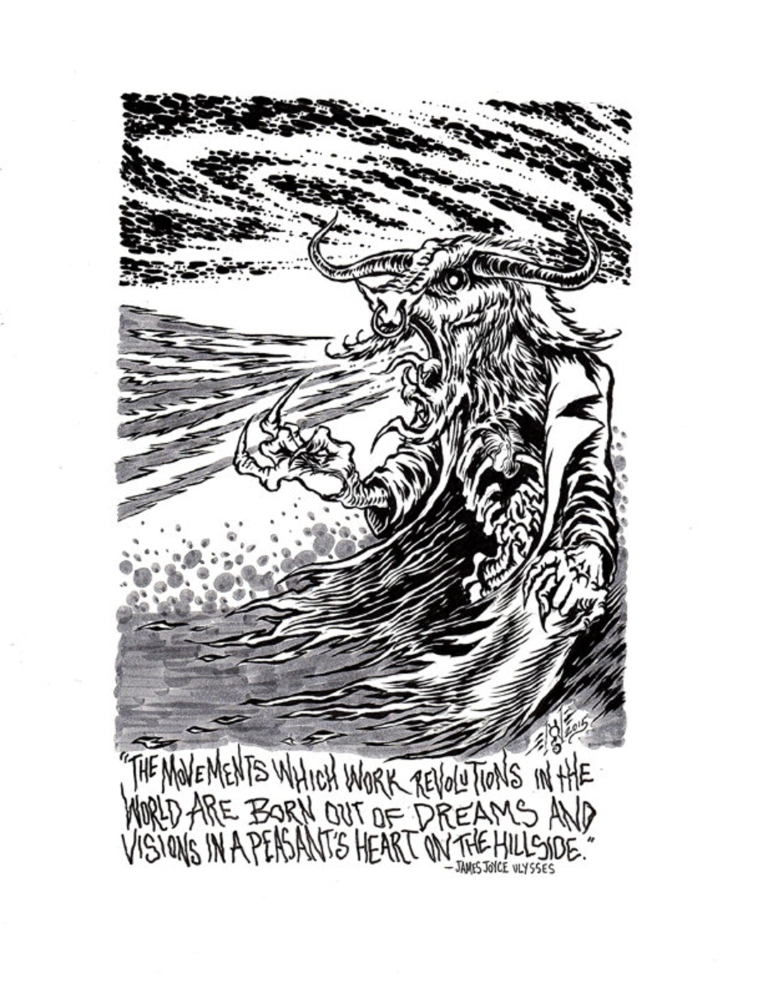 Bullheaded, Original Pen & Ink Art - Etsy