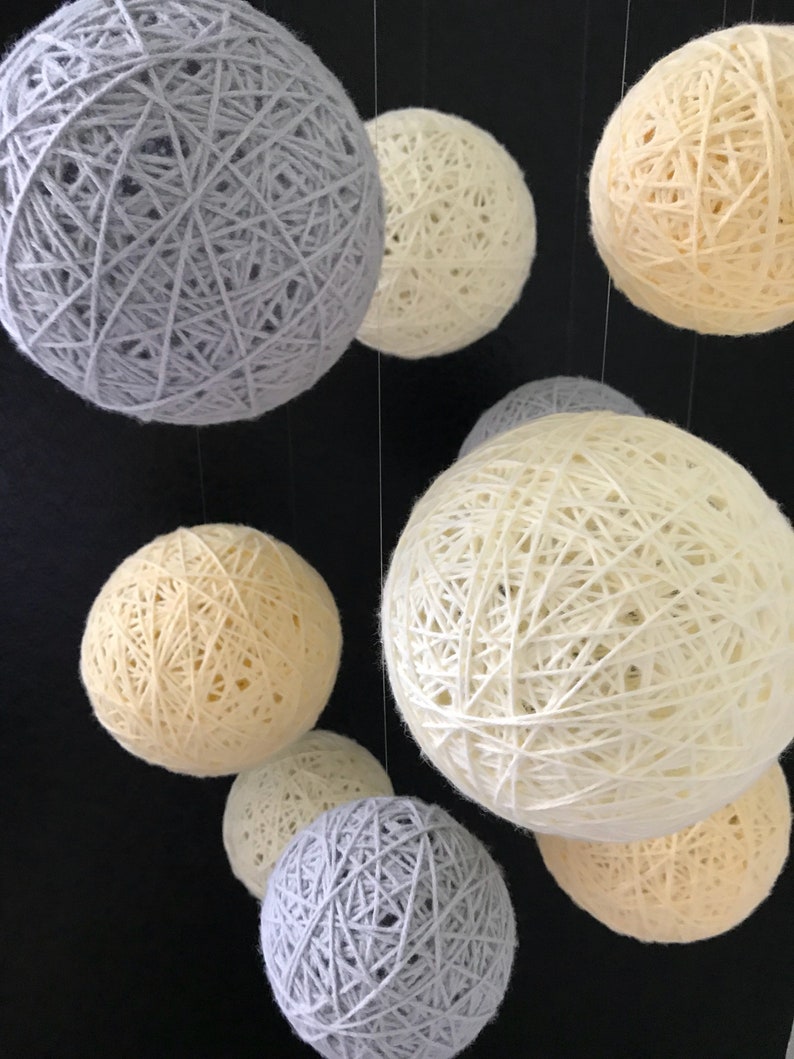 Yellow and Gray Yarn Ball Mobile Etsy