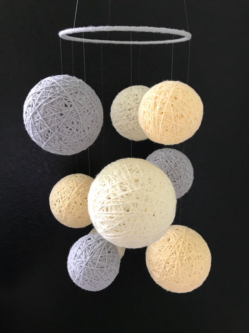 Yellow and Gray Yarn Ball Mobile Etsy