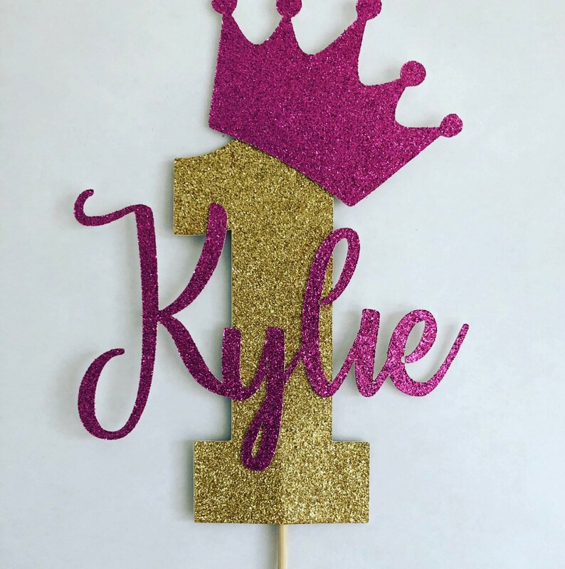 Personalized Custom 1st Birthday Cake Topper Personalised Cake Topper Glitter Cake Topper Handmade Number One Centrepiece 1st Birthday Cake image 1