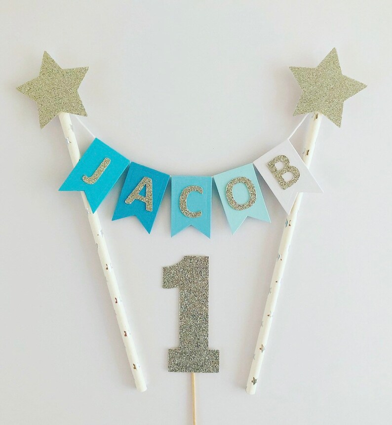 Personalized Boys Cake Topper Boys Cake Bunting Custom Cake Etsy