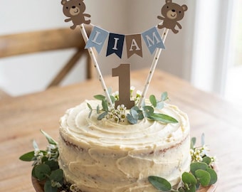 Bear Cake Topper, Bear Cake Bunting, Teddybear Cake Topper, Teddybear Cake Bunting, Personalised Cake Topper