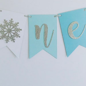 Highchair Banner, One Banner, Winter Onderland, Snowflake, Winter Wonderland Bunting imagem 6