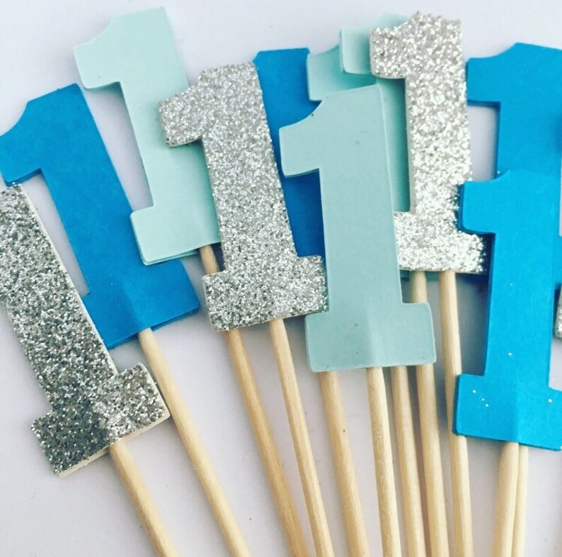 Boys 1st Birthday Cupcake Toppers Number One Cupcake Toppers Etsy UK