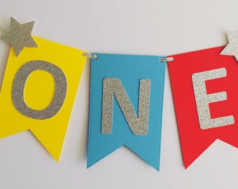 Kinderstoel Bunting, bunting, een bunting, carnaval, circus, 1e verjaardag Bunting, Kinderstoel Banner, 1e verjaardag circusfeest