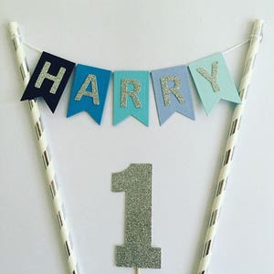 Personalized Boys Cake Topper Boys Cake Bunting Custom Cake Topper Personalised Boys Cake Topper 1st Birthday Boy Cake Topper Boys 1st