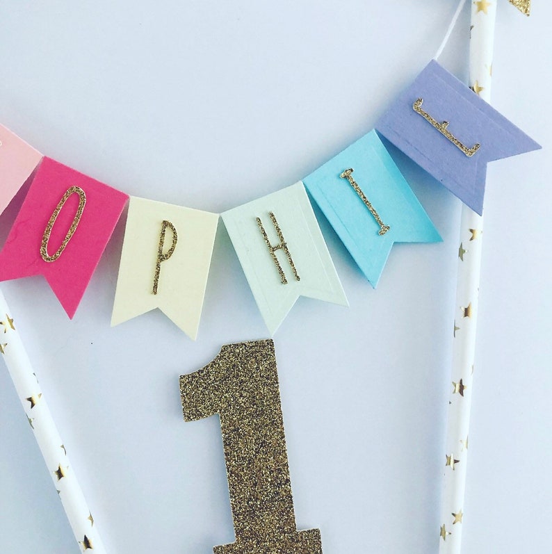 Pastel Rainbow Cake Topper Pastel Cake Bunting Pastel Party Etsy