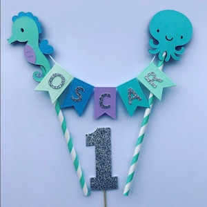 Handmade, Custom Cake Topper, Under The Sea Cake Topper , Cake Topper, Cake Bunting, Octopus Bunting, Under The Sea Party