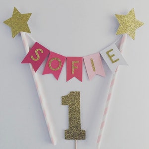 Custom Cake Topper, Personalised Cake Bunting, Personalized Bunting, Pink Ombré Cake Bunting