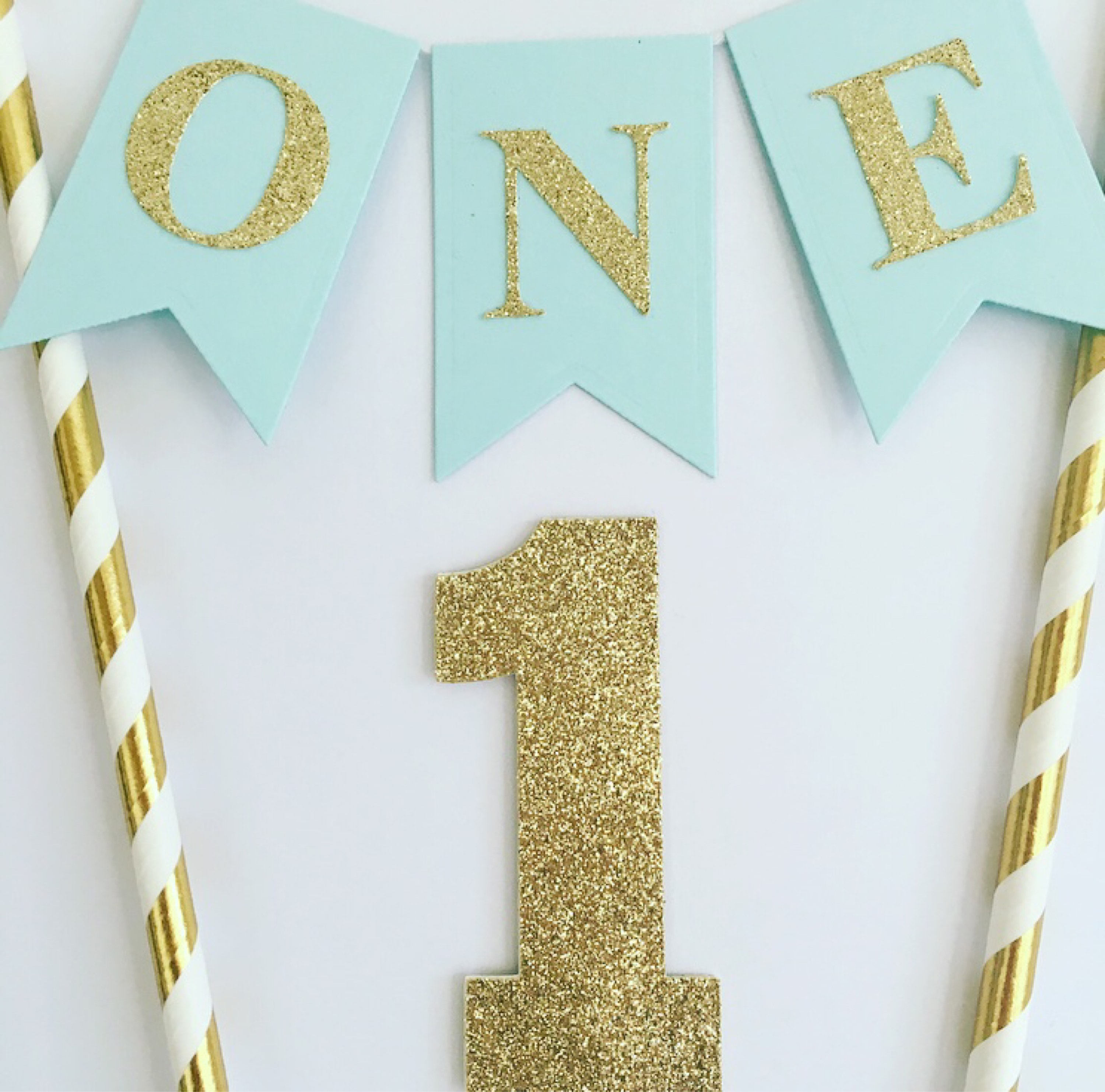 Boys 1st Birthday Cake Topper Baby Boy is One Blue and Gold Etsy UK