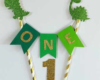 Dinosaur Cake Topper, Dinosaur Birthday Cake Topper, Dinosaur Cake Bunting, One Cake Topper, First Birthday Cake Topper Dinosaur Party