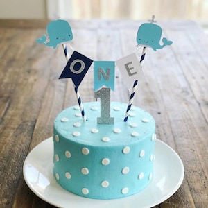 Personalised Whale Cake Topper, Personalized Whale Bunting, Boys 1st Birthday Cake Topper, Glitter Cake Topper, Whale, Ocean, Nautical Cake
