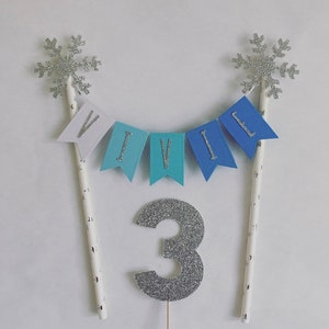 Custom Personalised Personalized Ombré Cake Bunting Onderland Cake Bunting Frozen Ombré Cake Topper Glitter Cake Topper