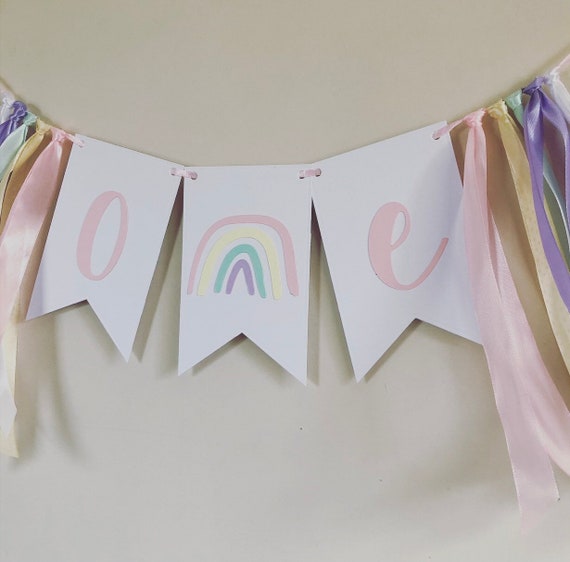 Striscione Compleanno Seggiolone "One" Ghirlanda Per Festa 1 Anno, Decorazione In Tessuto 200x13x17cm, Riutilizzabile Per Compleanno Bambina E Bambino
