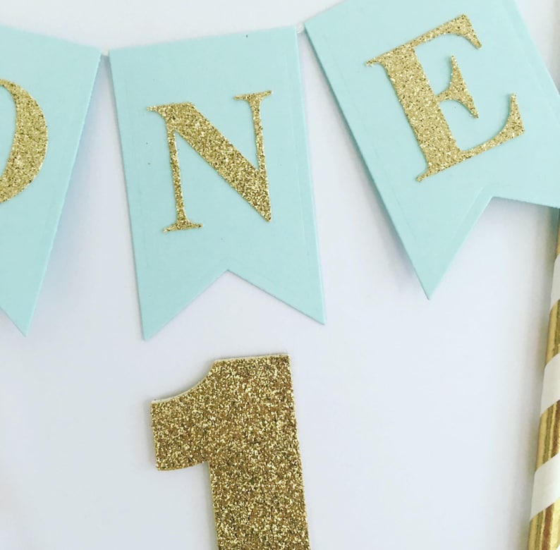 Boys 1st Birthday Cake Topper Baby Boy is One Blue and Gold Etsy UK