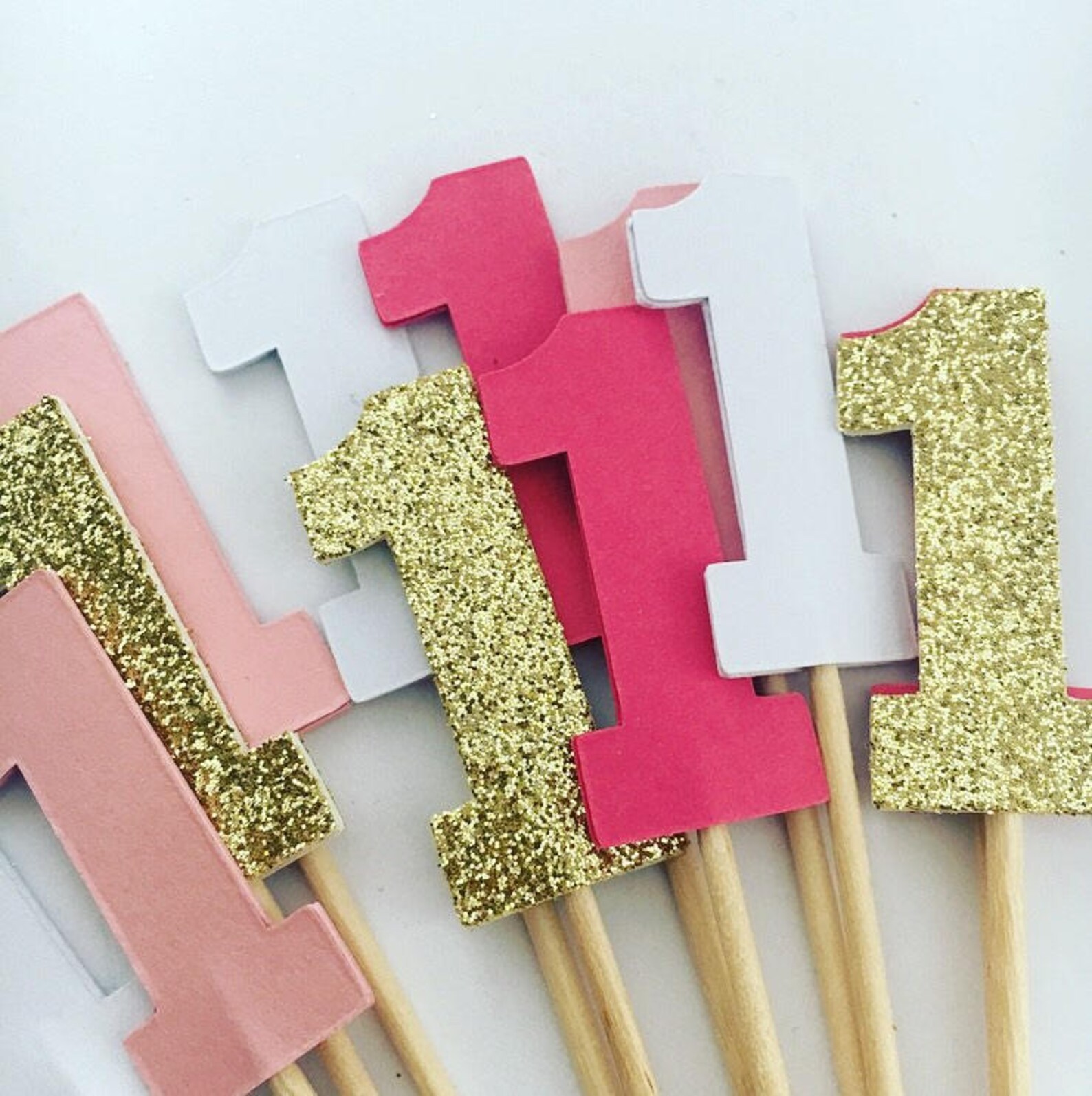 Pink and Gold First Birthday Cupcake Toppers Pink and Gold Birthday 1st ...