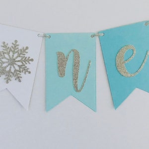 Highchair Banner, One Banner, Winter Onderland, Snowflake, Winter Wonderland Bunting image 10