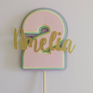 Custom made Rainbow Cake Topper, Pastel Rainbow Topper, Boho Birthday Cake Topper