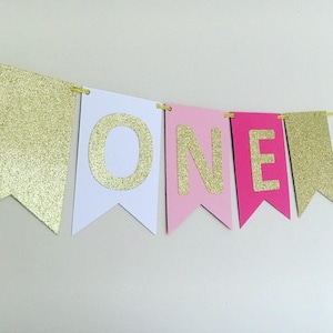 High Chair Banner Girls First Birthday Highchair Banner Cake Smash Banner One Highchair Banner Bunting Birthday Bunting One Today