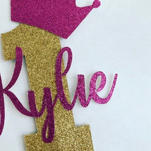Personalized Custom 1st Birthday Cake Topper Personalised Cake Topper Glitter Cake Topper Handmade Number One Centrepiece 1st Birthday Cake image 4