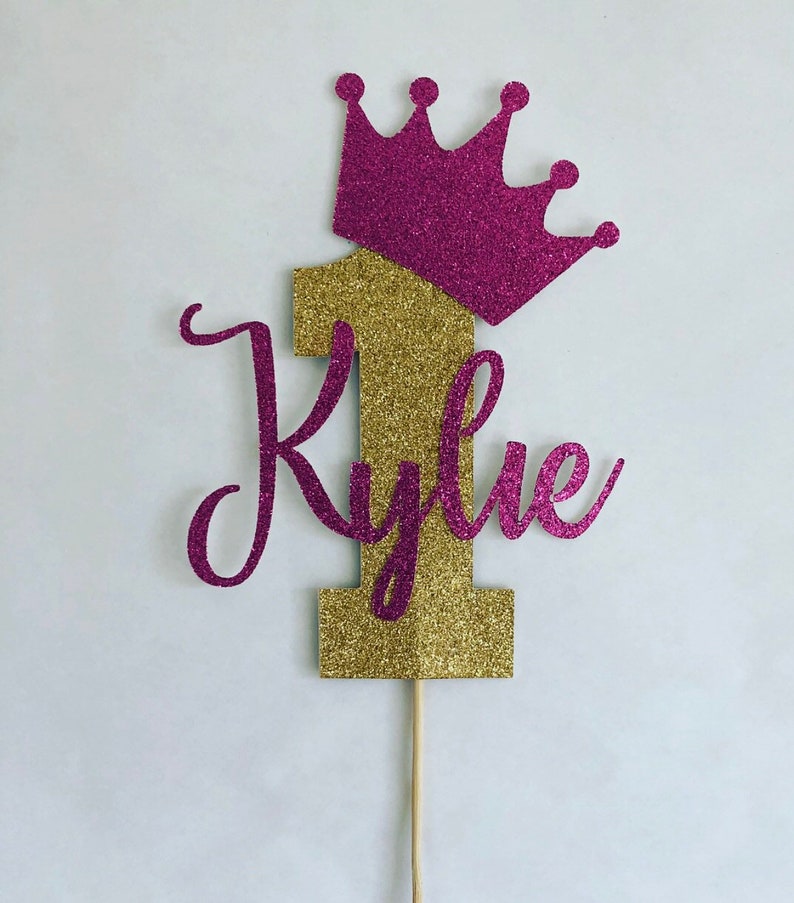 Personalized Custom 1st Birthday Cake Topper Personalised Cake Topper Glitter Cake Topper Handmade Number One Centrepiece 1st Birthday Cake image 10