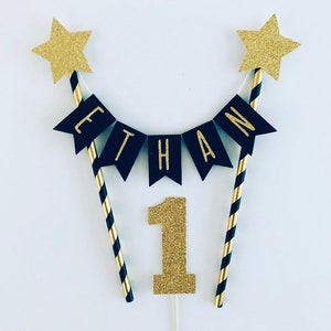 Black and Gold Cake Bunting, Name Cake Topper, Black and Gold Cake Smash, Cake Bunting, Cake Topper, Custom Cake Bunting