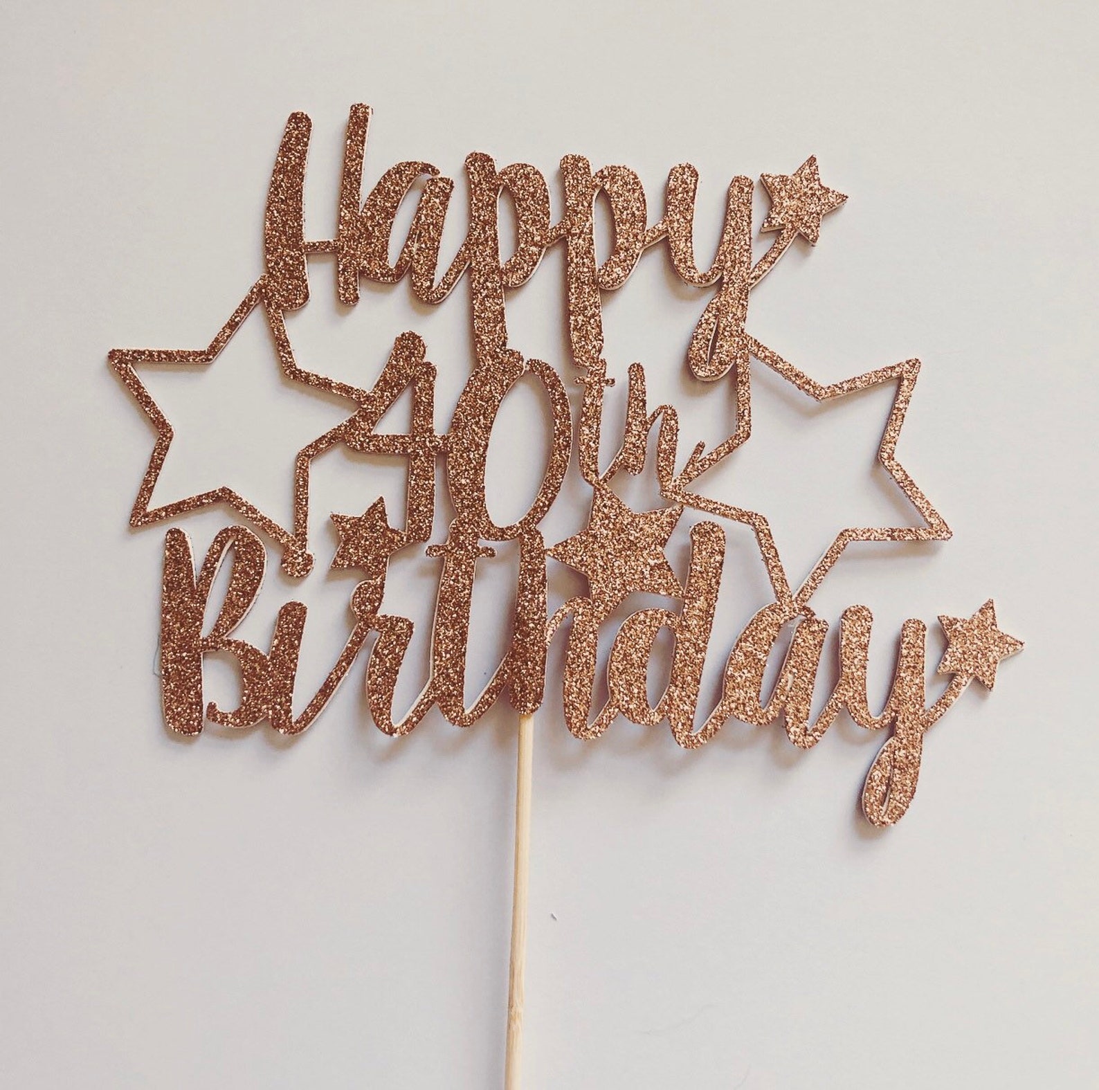 40th Birthday Cake Topper Rose Gold Cake Topper Glitter Cake - Etsy