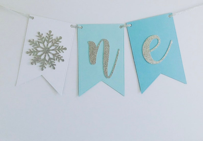 Highchair Banner, One Banner, Winter Onderland, Snowflake, Winter Wonderland Bunting image 2