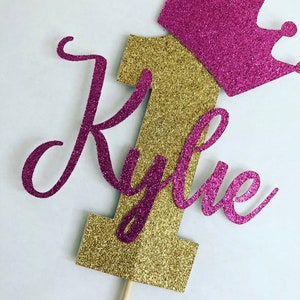 Personalized Custom 1st Birthday Cake Topper Personalised Cake Topper Glitter Cake Topper Handmade Number One Centrepiece 1st Birthday Cake image 8