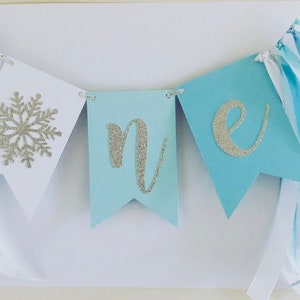 Un estandarte de trona, invierno Onderland High Chair Banner Snowflake Primera decoración de cumpleaños