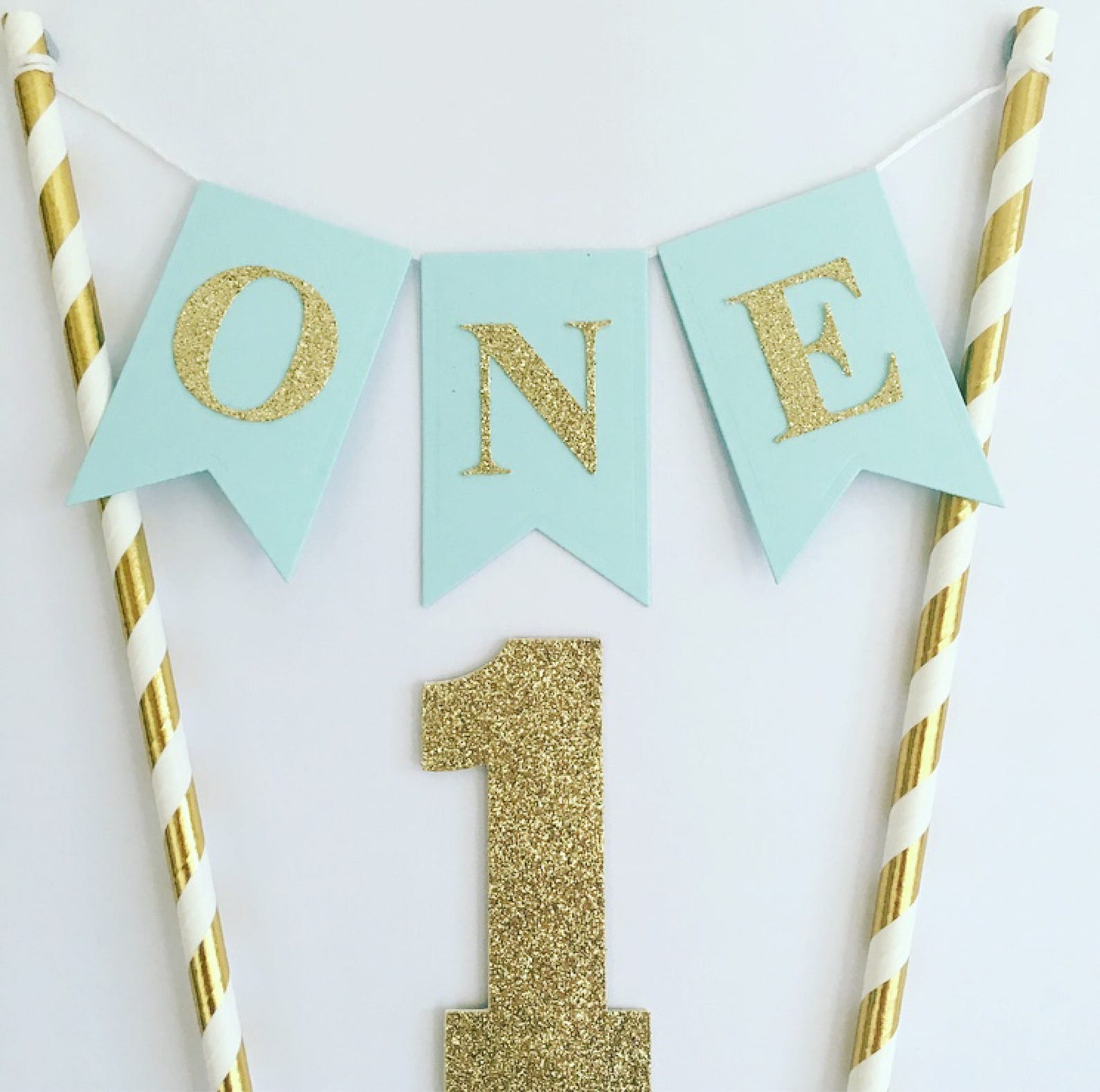 Boys 1st Birthday Cake Topper Baby Boy is One Blue and Gold Cake ...