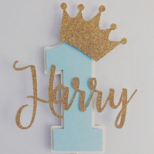 Custom, Personalised Cake Topper, One cake Topper, Crown Cale Topper, First Birthday Cake Topper, Personalized Cake Topper, Prince Cake 1st