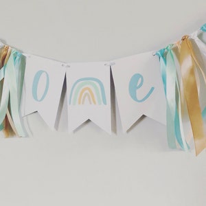 Pastel Rainbow First Birthday Banner, Highchair Garland, Boho Rainbow Birthday, Highchair Banner, One Bunting, One Banner Boho Decor Party