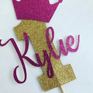 Personalized Custom 1st Birthday Cake Topper Personalised Cake Topper Glitter Cake Topper Handmade Number One Centrepiece 1st Birthday Cake image 6