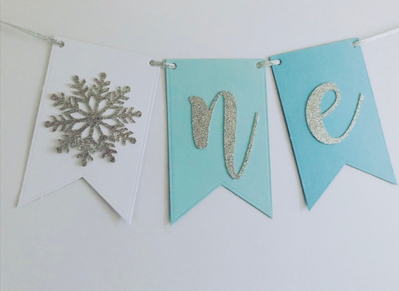 Highchair Banner, One Banner, Winter Onderland, Snowflake, Winter Wonderland Bunting image 7