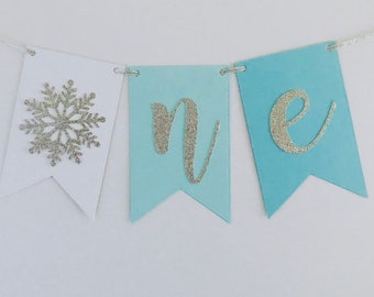 Highchair Banner, One Banner, Winter Onderland, Snowflake, Winter Wonderland Bunting