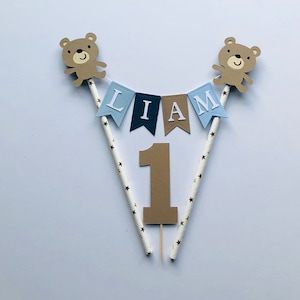 Bear Cake Topper, Bear Cake Bunting, Teddybear Cake Topper, Teddybear Cake Bunting, Personalised Cake Topper