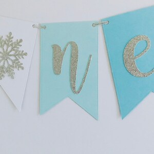 Banner de trona, One Banner, Winter Onderland, Copo de nieve, Winter Wonderland Bunting imagen 8