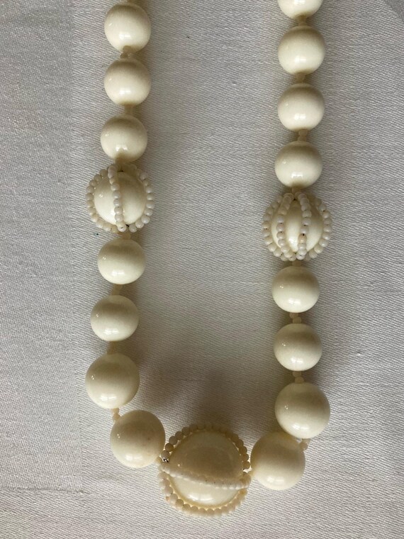 MIRIAM HASKELL *Signed* Milk Glass Bead Necklace - image 6