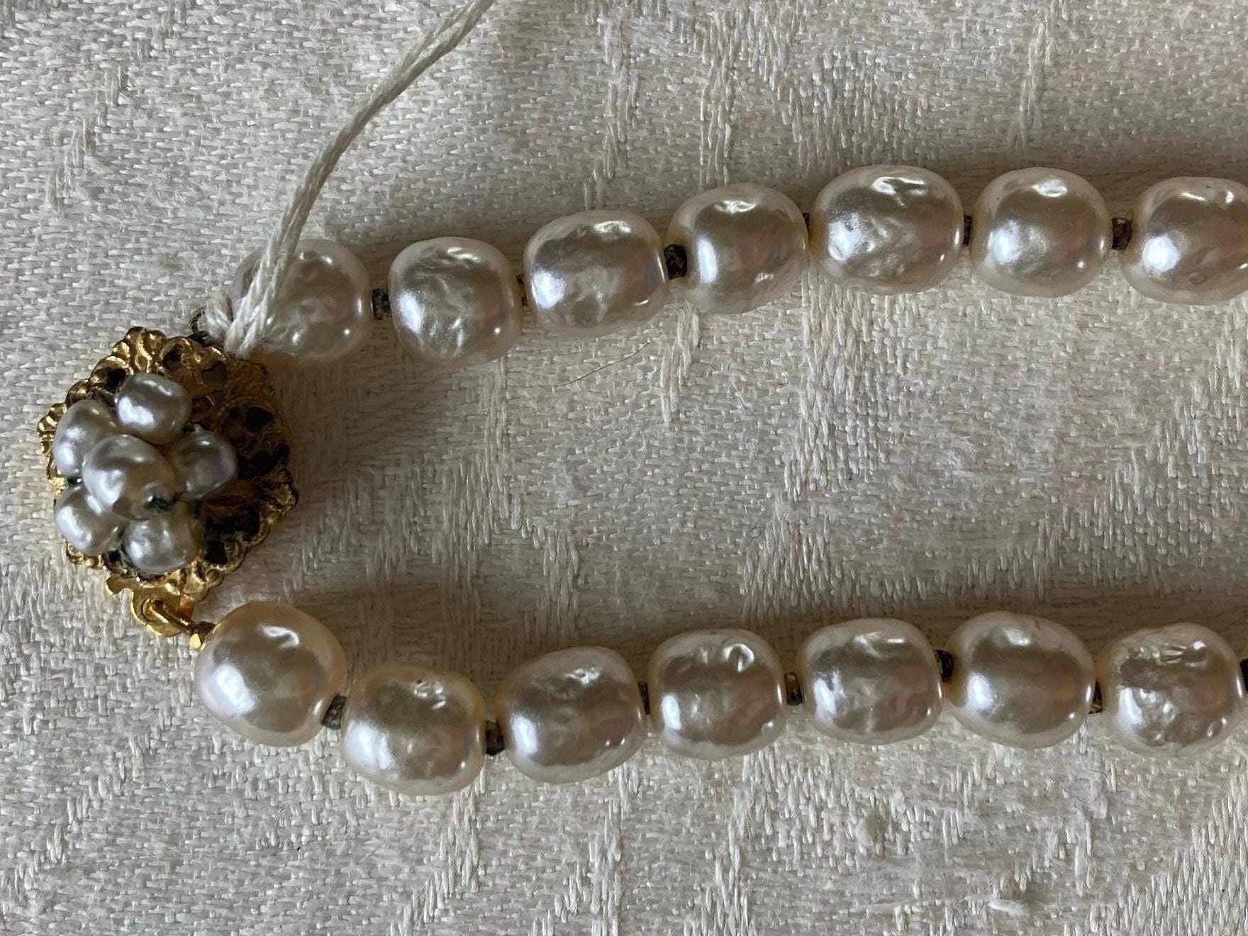 Vintage signed MIRIAM HASKELL Baroque Pearl Necklace - Etsy UK
