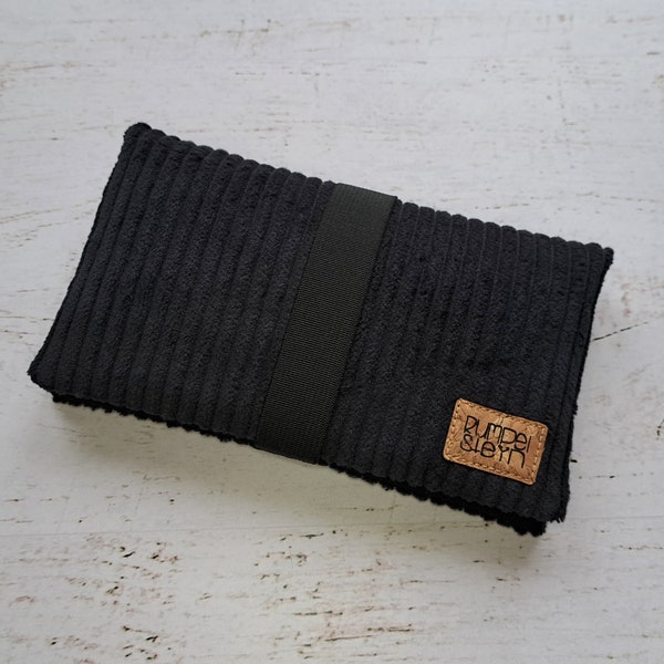 Tabaktasche Cord schwarz mit Gummiband rumpelstein