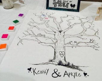 Handdrawn Customizable Guestbook Tree