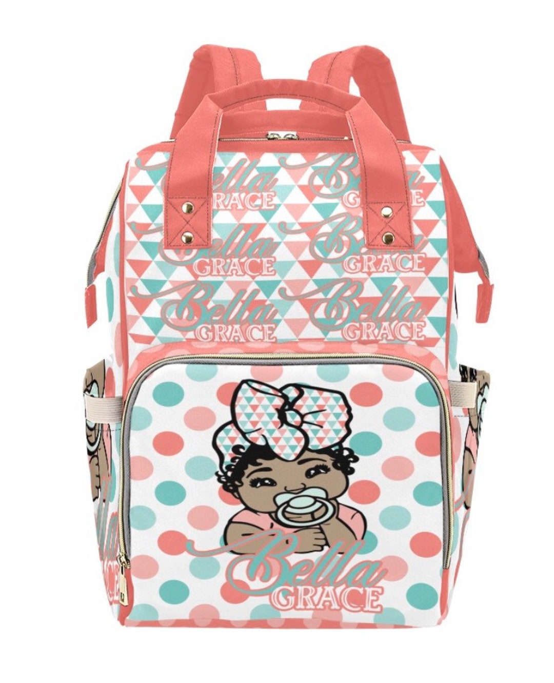 Baby Girl Backpack Diaper Bag Turquoise and Coral Etsy