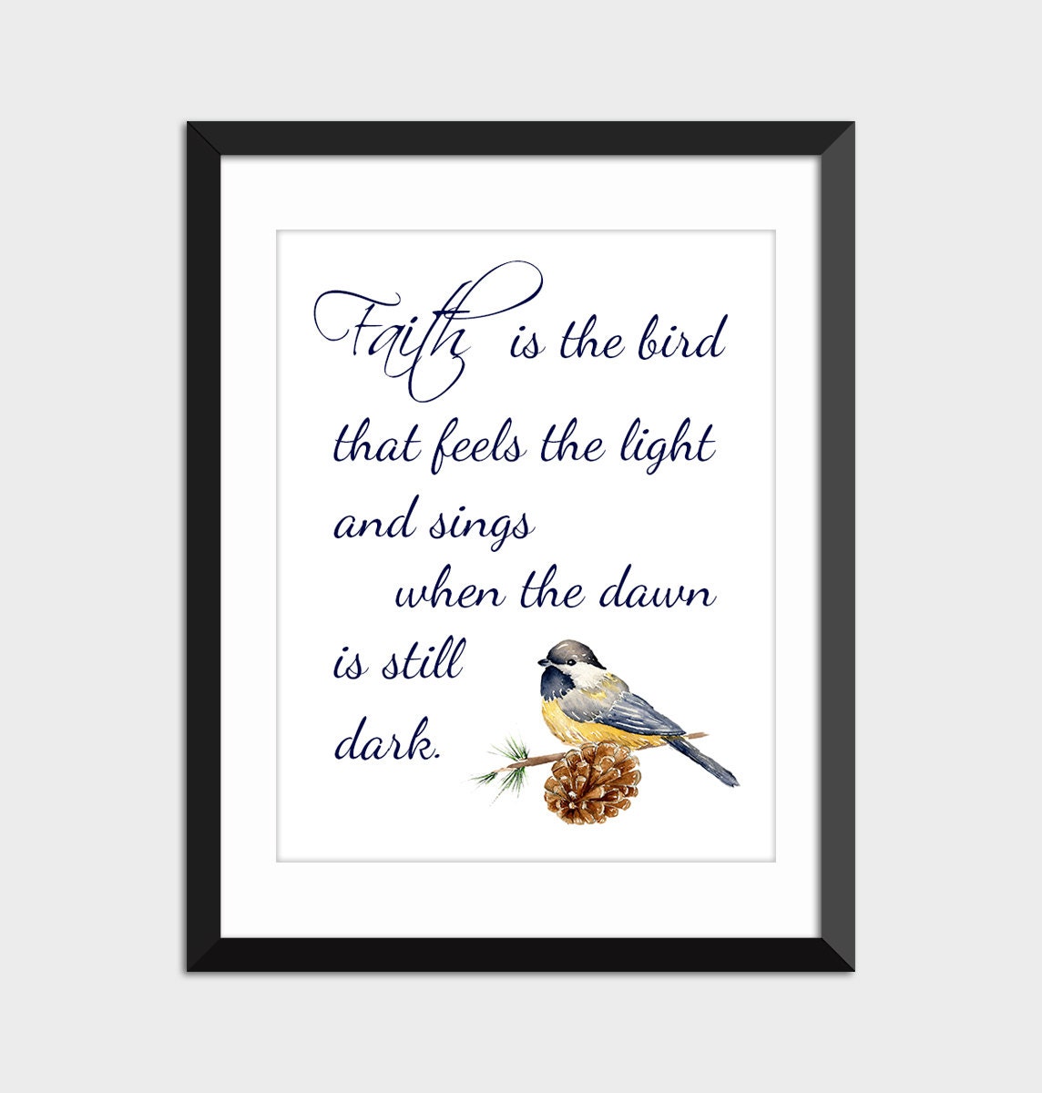 Faith Quote Watercolor Chickadee On Pine Cone Instant Digital | Etsy Canada