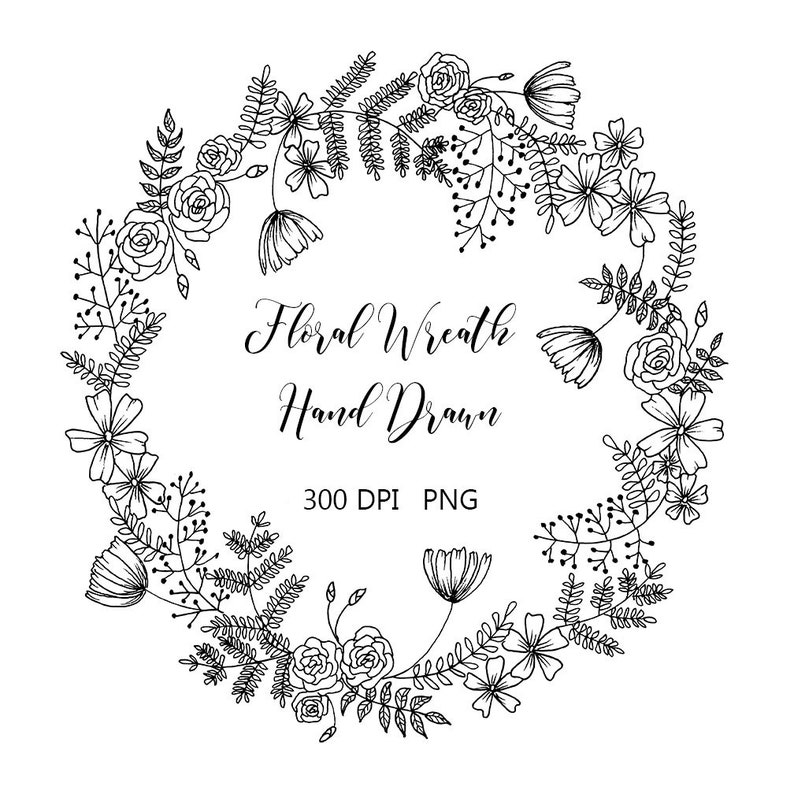 Blumenkranz Clipart von Hand Blumen & Blätter Blumenkranz Clipart von Hand Blumen & Blätter