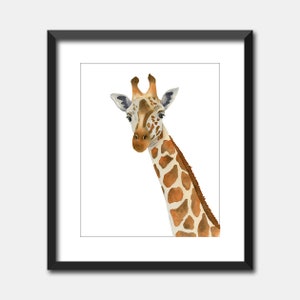 Watercolor Giraffe Print, Downloadable Print Giraffe Painting, Instant Download Nursery Wall Art,  Printable Woodland Decor 11x14 8x10