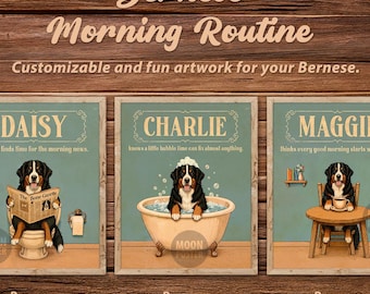 Personalized Funny Bernese Mountain Dog Morning Routine Quote Poster