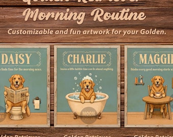 Personalized Funny Golden Retriever Dog Morning Routine Quote Poster