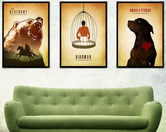 Alejandro González Iñárritu Minimalist Movie Poster Set, Amores Perros, Birdman, The Revenant, Inarritu Movie Poster