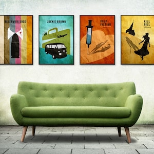 Quentin Tarantino Minimalist Movie Poster Set - Kill Bill, Pulp Fiction, Reservoir Dogs, Jackie Brown